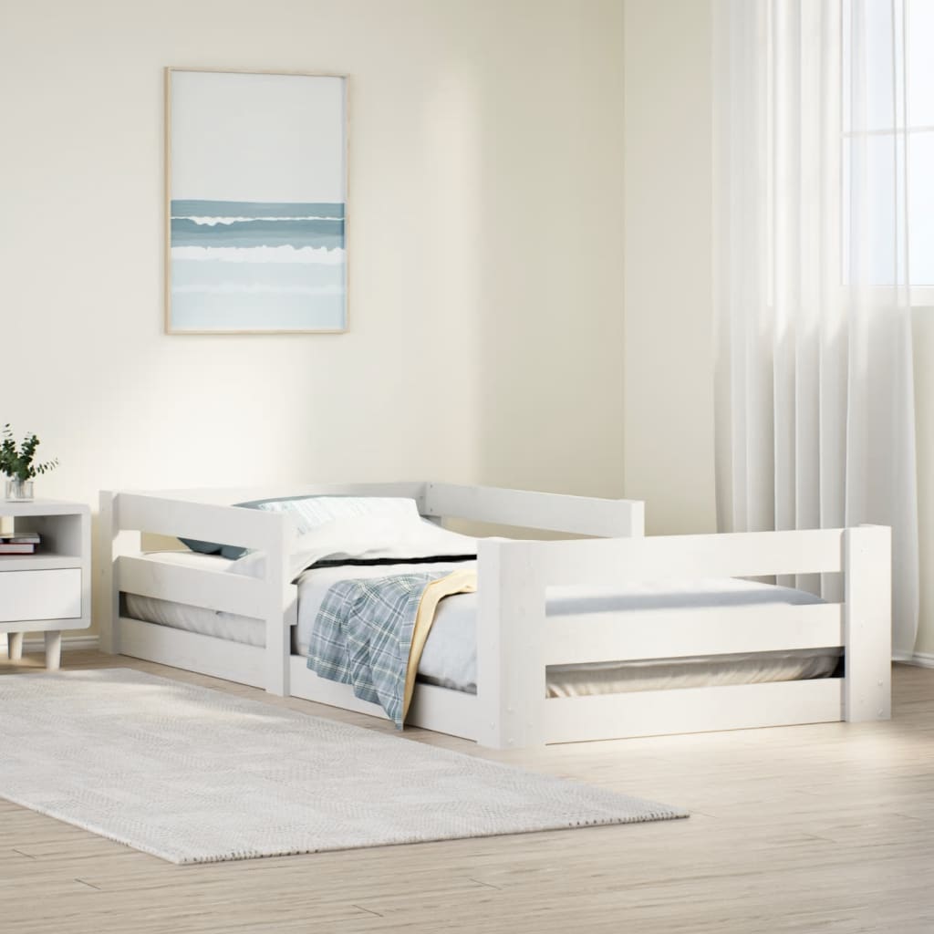 Bed Frame without Mattress White 70x140 cm Solid Wood Pine